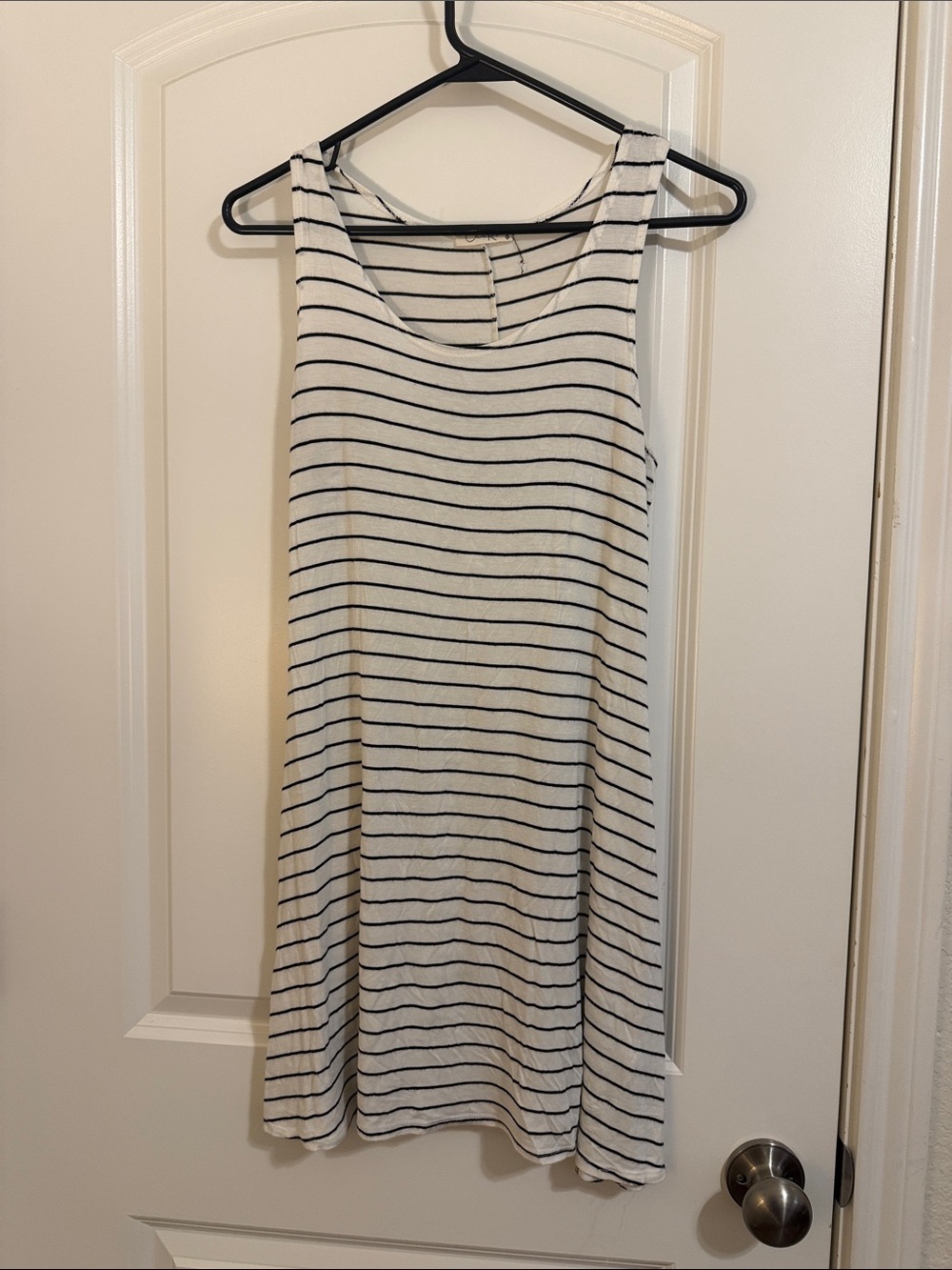Olivia Rae White and Navy Striped Sleeveless Mini Dress